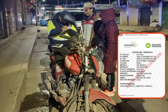 Juliaca | Hallan moto con placa de Madre de Dios abandonada en la vía pública Juliaca | Hallan moto con placa de Madre de Dios abandonada en la vía pública