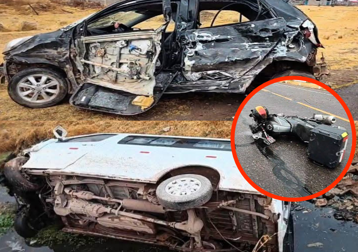 Azángaro | Accidente de tránsito involucra a auto, moto y vehículo municipal Azángaro | Accidente de tránsito involucra a auto, moto y vehículo municipal