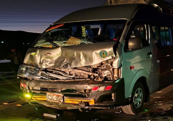 Pomata | Combi de pasajeros choca contra toro en la Panamericana Sur y deja un herido grave
